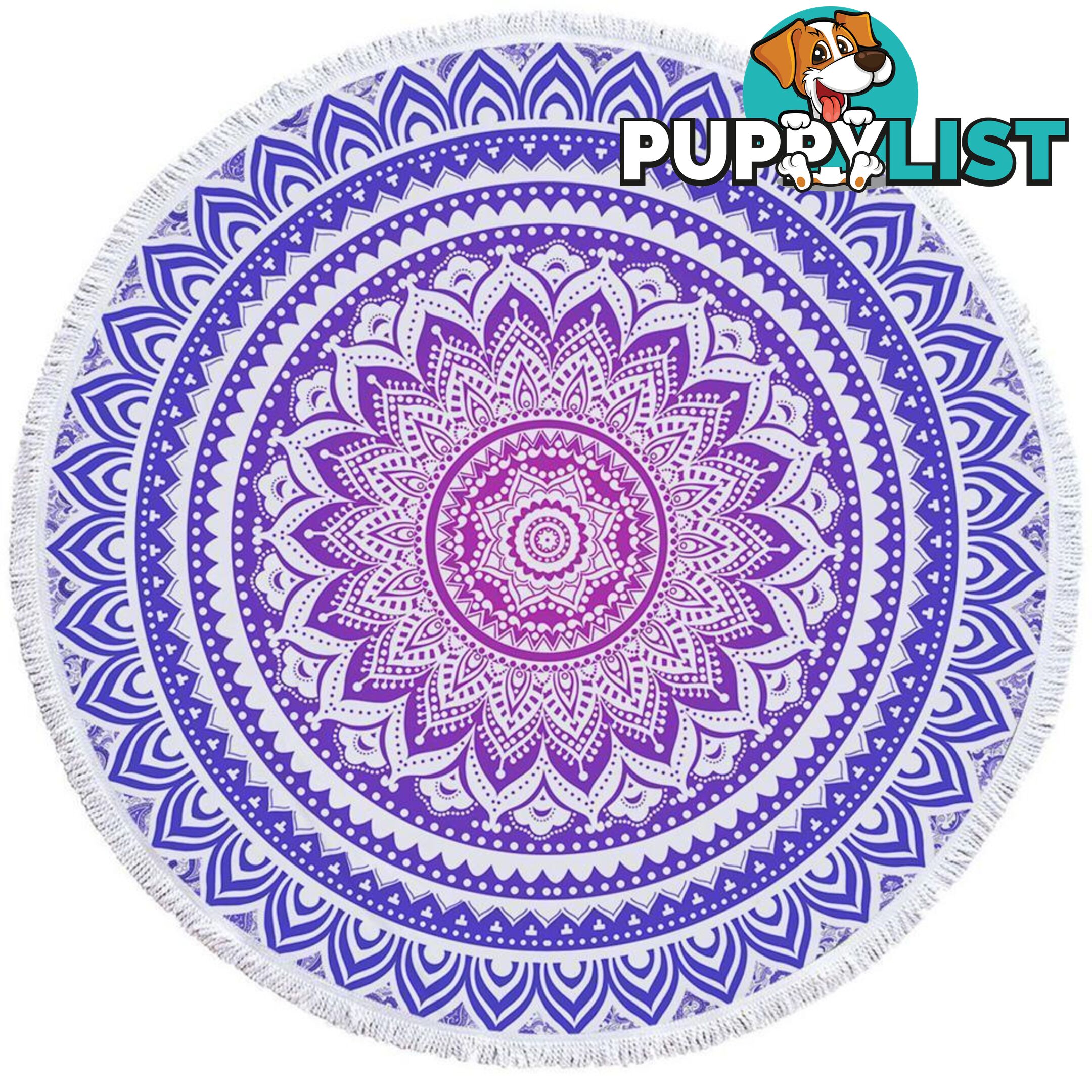 Mandala Over White Beach Towel - Towel - 7427046321860