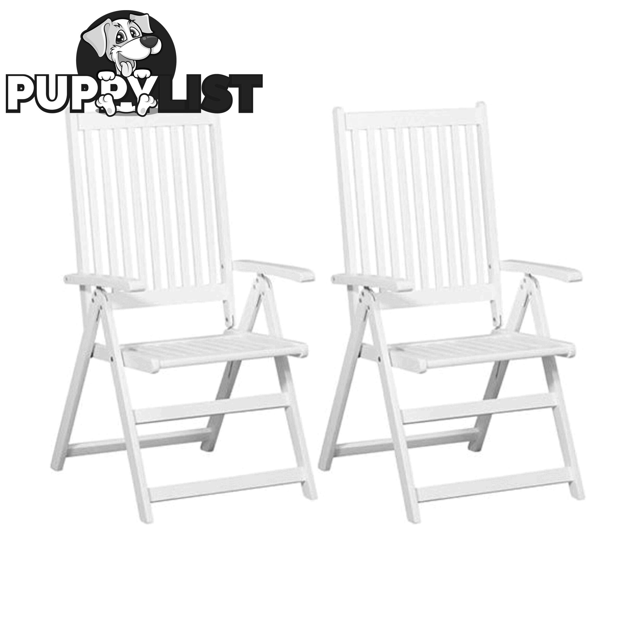 Folding Dining Chairs 2 Pcs Solid Acacia Wood White - Unbranded - 7427046256636