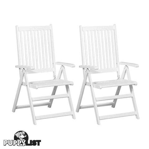 Folding Dining Chairs 2 Pcs Solid Acacia Wood White - Unbranded - 7427046256636