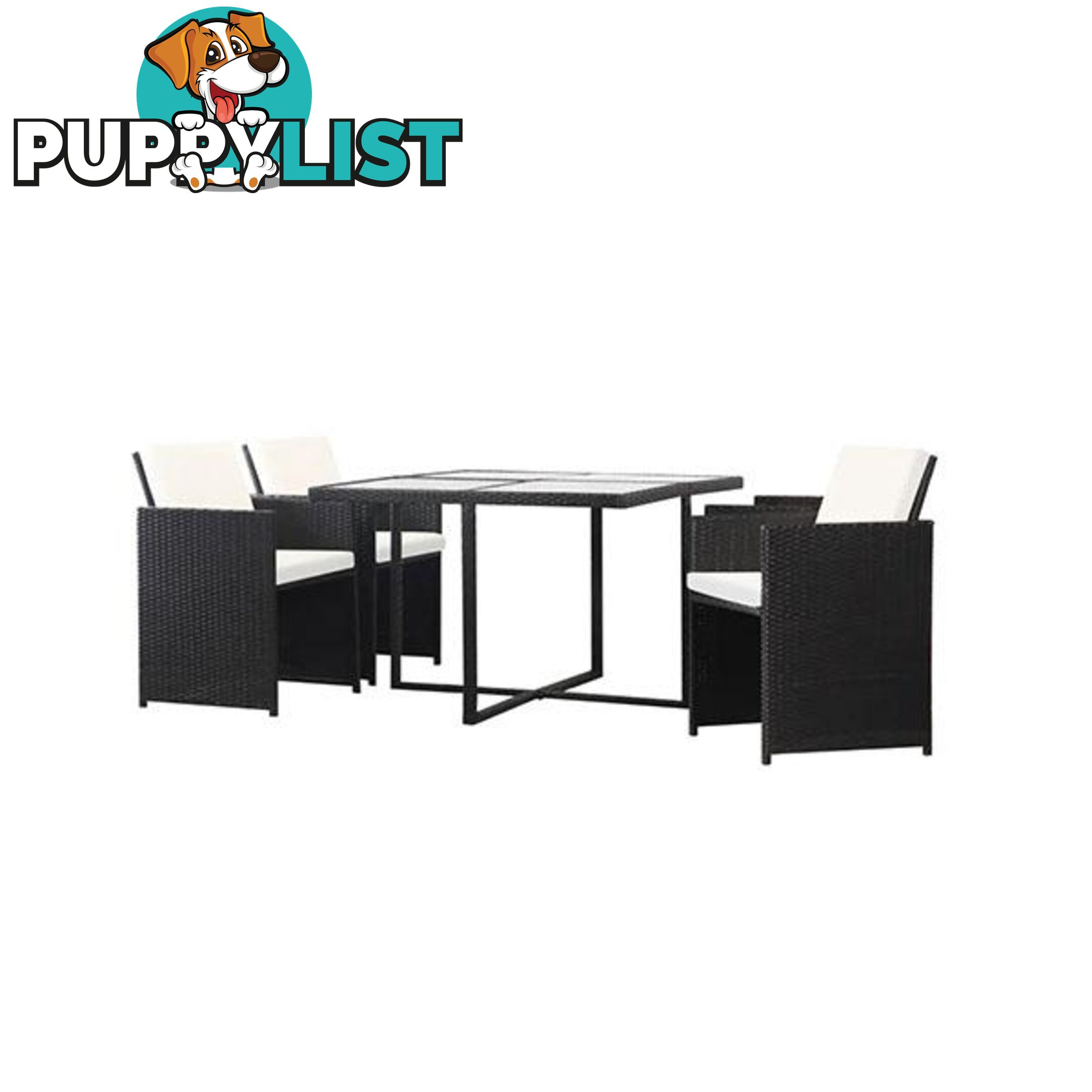 5 Piece Outdoor Dining Set With Cushions Poly Rattan Black - Unbranded - 8718475601272