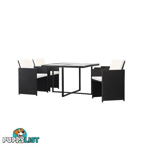 5 Piece Outdoor Dining Set With Cushions Poly Rattan Black - Unbranded - 8718475601272