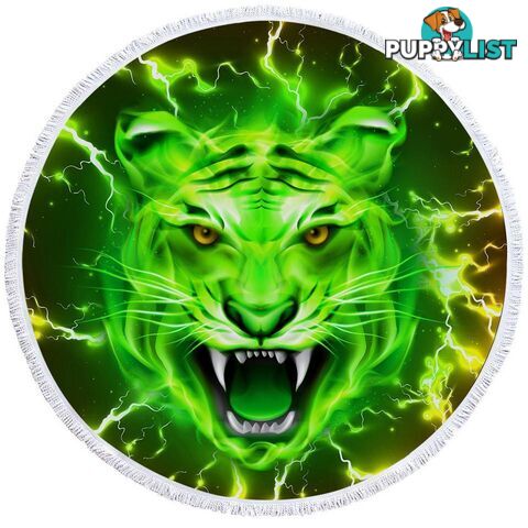 Bright Green Tiger Beach Towel - Towel - 7427046324953