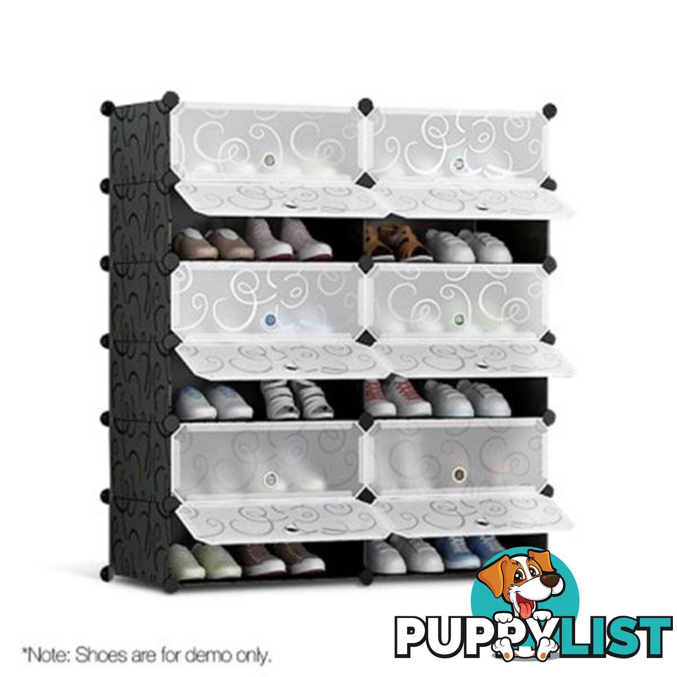 12 Shoe Stackable Compartments - Black/White - Unbranded - 4344744410128