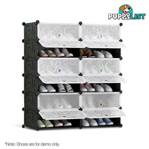 12 Shoe Stackable Compartments - Black/White - Unbranded - 4344744410128