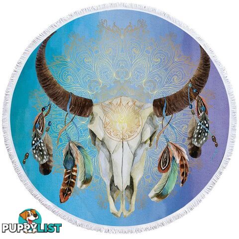 Blue Bull Skull Beach Towel - Towel - 7427046319614