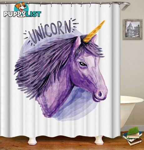 Purple Drawing Unicorn Shower Curtain - Curtain - 7427046092098