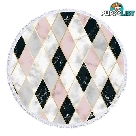 Pinkish and Black Geometric Shape Marble Beach Towel - Towel - 7427046341271