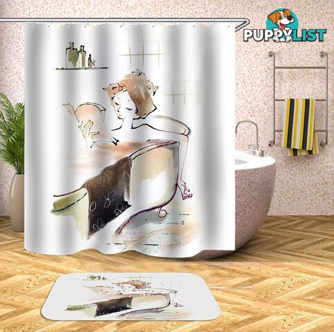 Bathing With A Book Drawing Shower Curtain - Curtain - 7427045936164