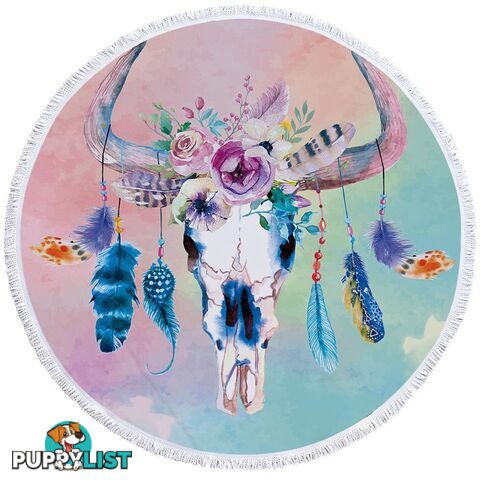 Pastel Bull Skull Beach Towel - Towel - 7427046319508