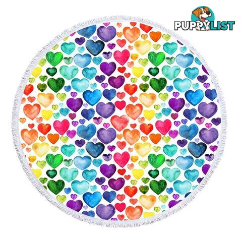 Rainbow Hearts Beach Towel - Towel - 7427046330923