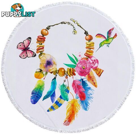 Colorful Feather Necklace Beach Towel - Towel - 7427046308076