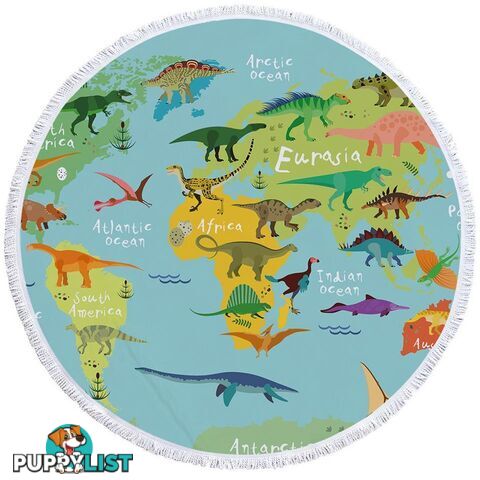 World Map Dinosaurs Beach Towel - Towel - 7427046315166