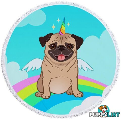 Cute Unicorn Pug Beach Towel - Towel - 7427046340168