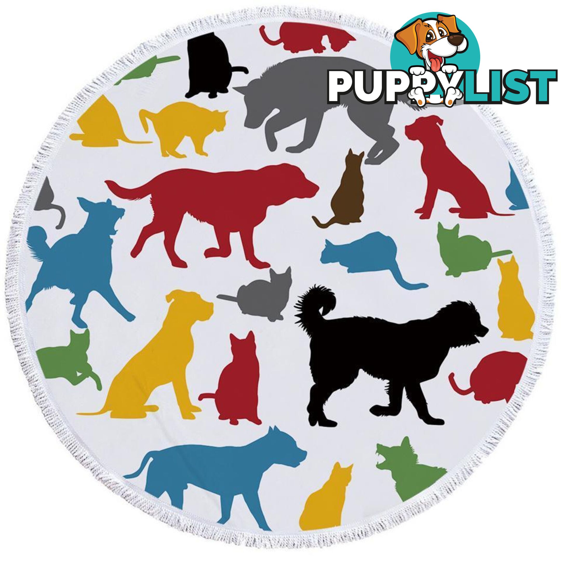 Multi Colored Dogs Silhouettes Beach Towel - Towel - 7427046306270