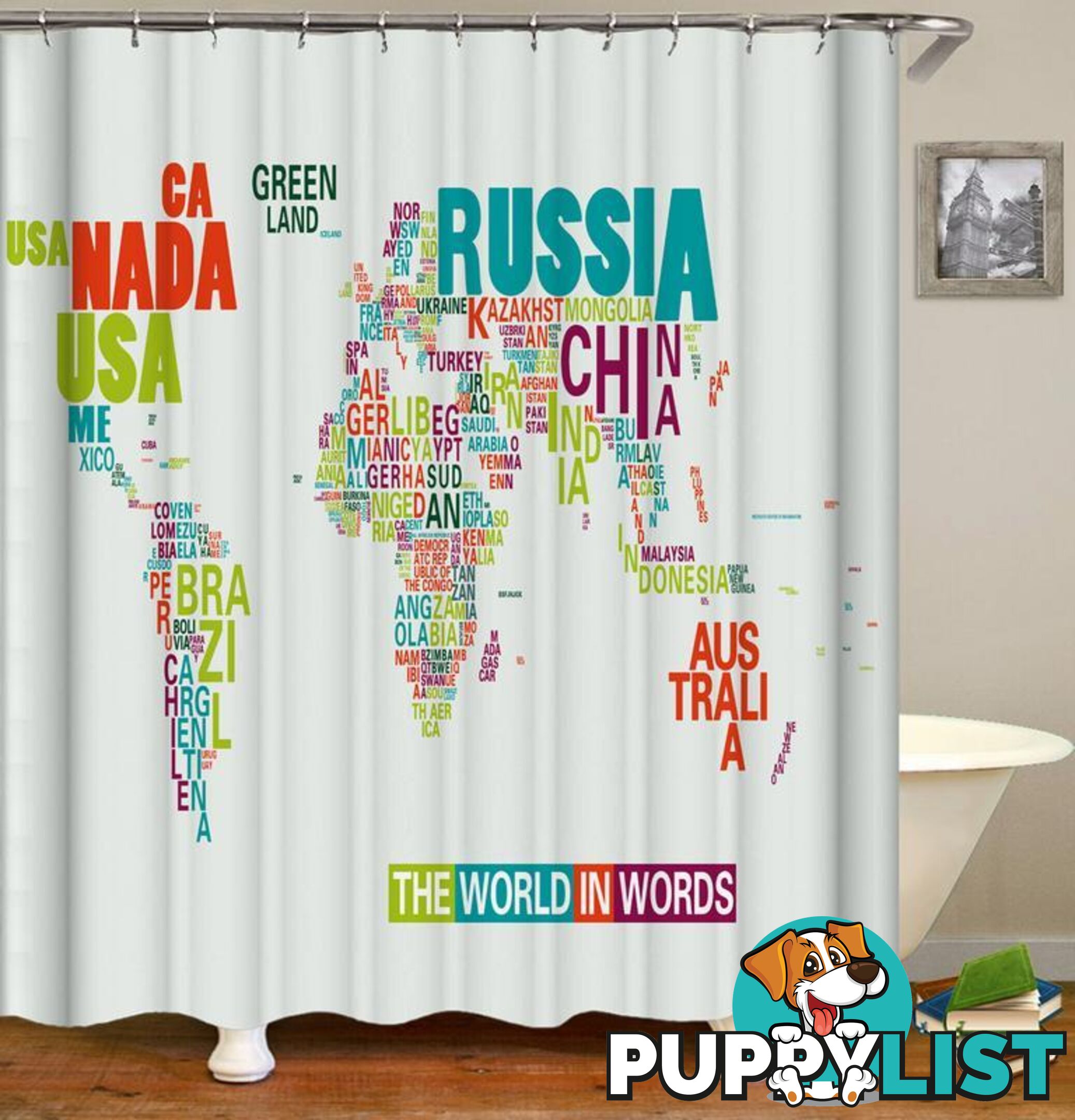 The World In Words Shower Curtain - Curtain - 7427045987104