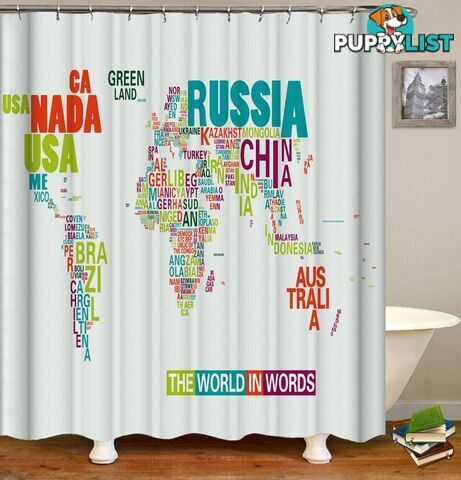 The World In Words Shower Curtain - Curtain - 7427045987104