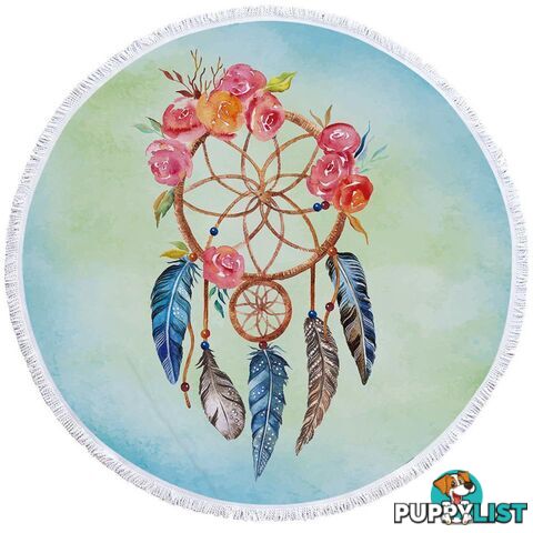 Dream Catcher and Flowers Beach Towel - Towel - 7427046327923