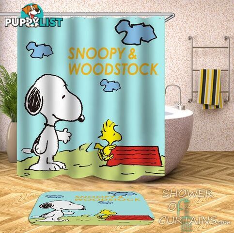 Snoopy And Woodstock Shower Curtain - Curtain - 7427046235839