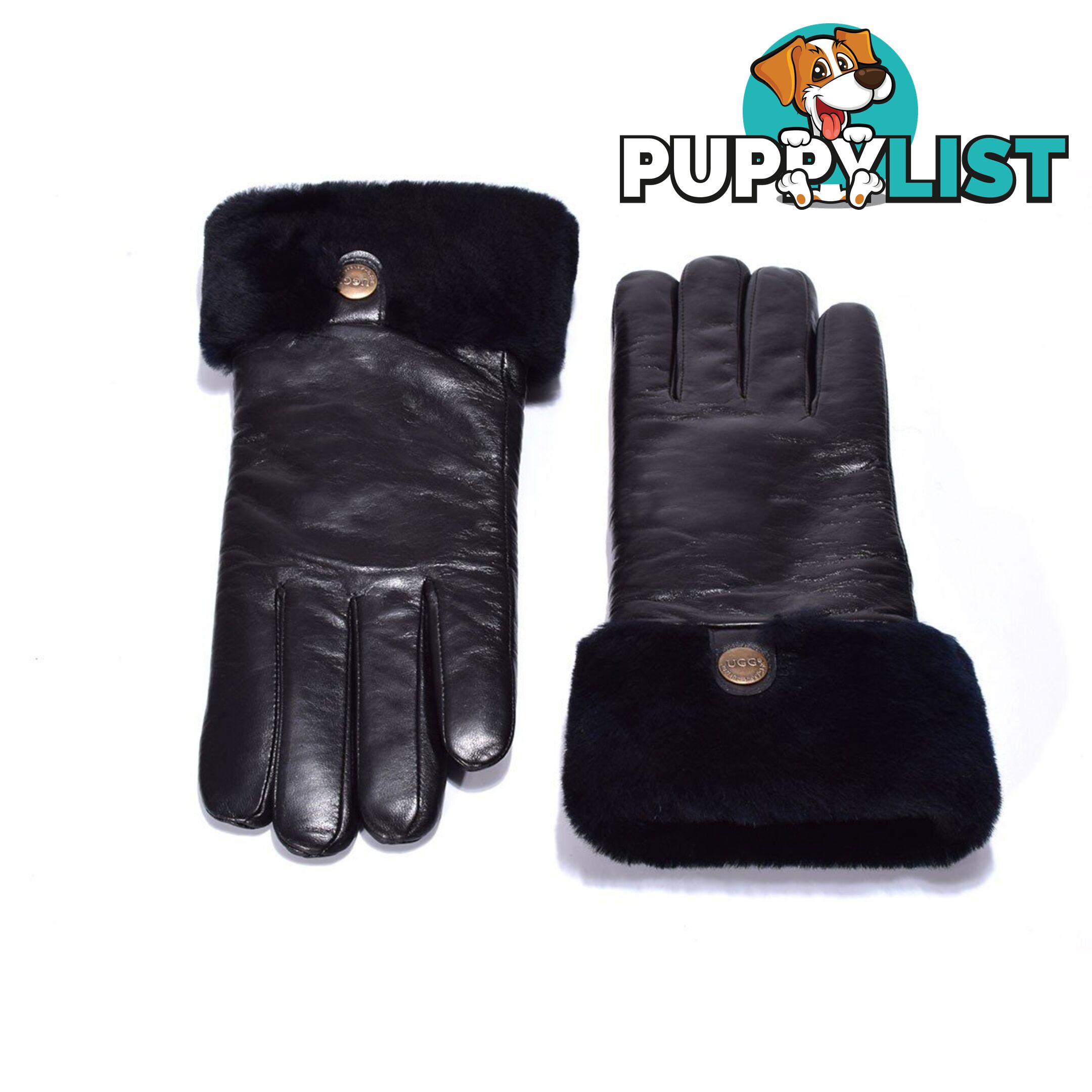 UGG Australian Sheepskin Leather Gloves Black Womens (Chloe) - UGG - 822427510029