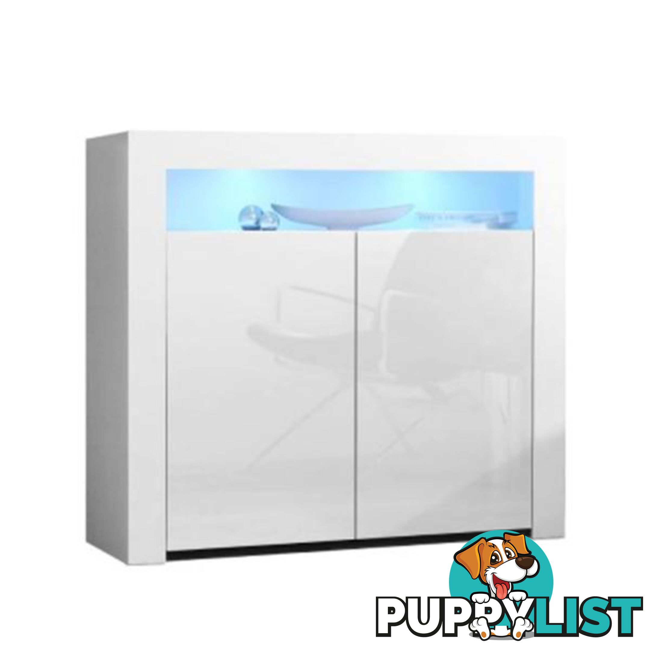 Buffet Sideboard Cabinet Led High Gloss Storage Cupboard 2 Doors White - Artiss - 9350062272879