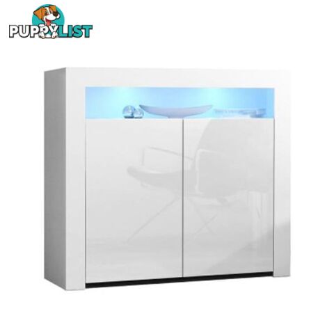 Buffet Sideboard Cabinet Led High Gloss Storage Cupboard 2 Doors White - Artiss - 9350062272879