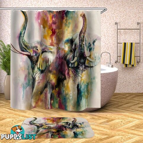 Colorful Artwork Elephants Shower Curtain - Curtains - 7427045946989