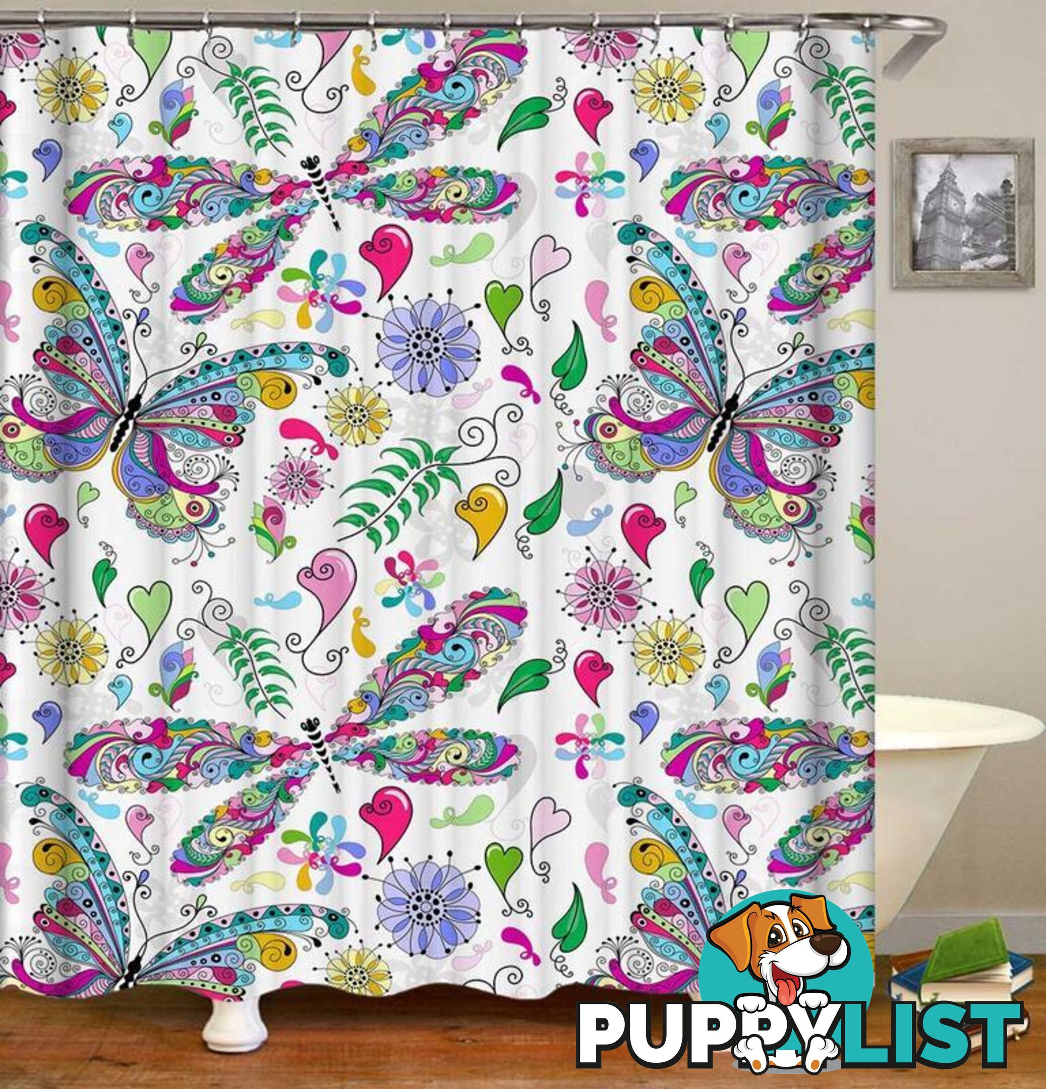 Colorful Butterflies And Dragonflies Shower Curtain - Curtain - 7427046077125