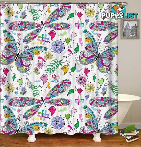 Colorful Butterflies And Dragonflies Shower Curtain - Curtain - 7427046077125