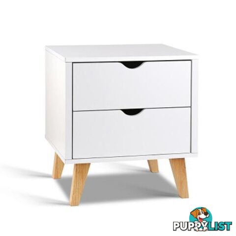 2 Drawer Wooden Bedside Tables - White - Artiss - 9350062149768