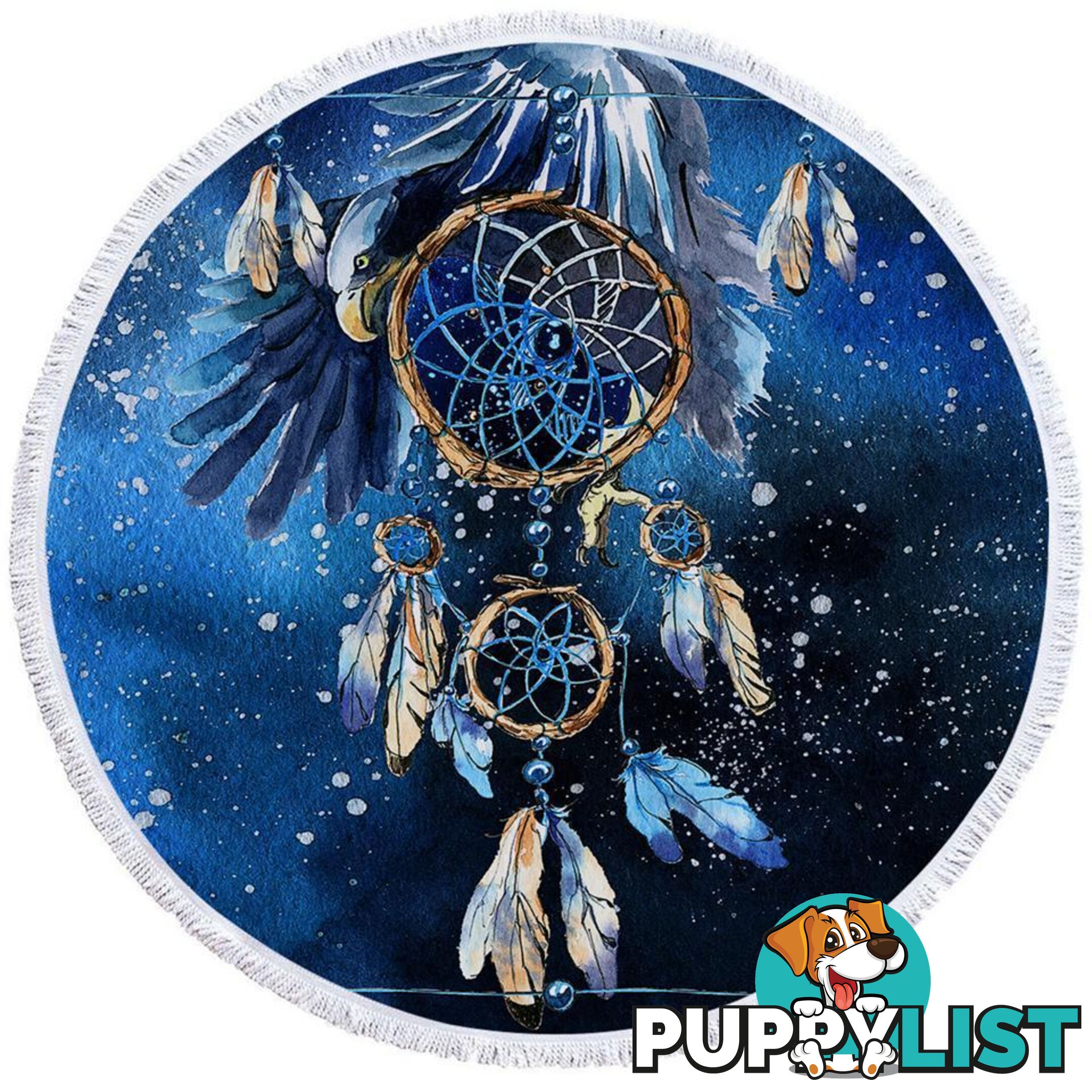 Blue Eagle Dream Catcher Beach Towel - Towel - 7427046311311