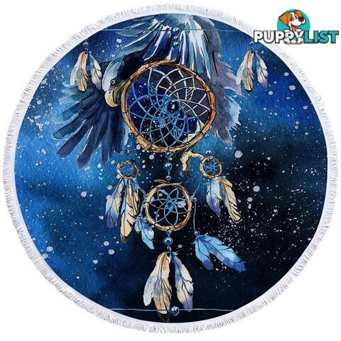 Blue Eagle Dream Catcher Beach Towel - Towel - 7427046311311