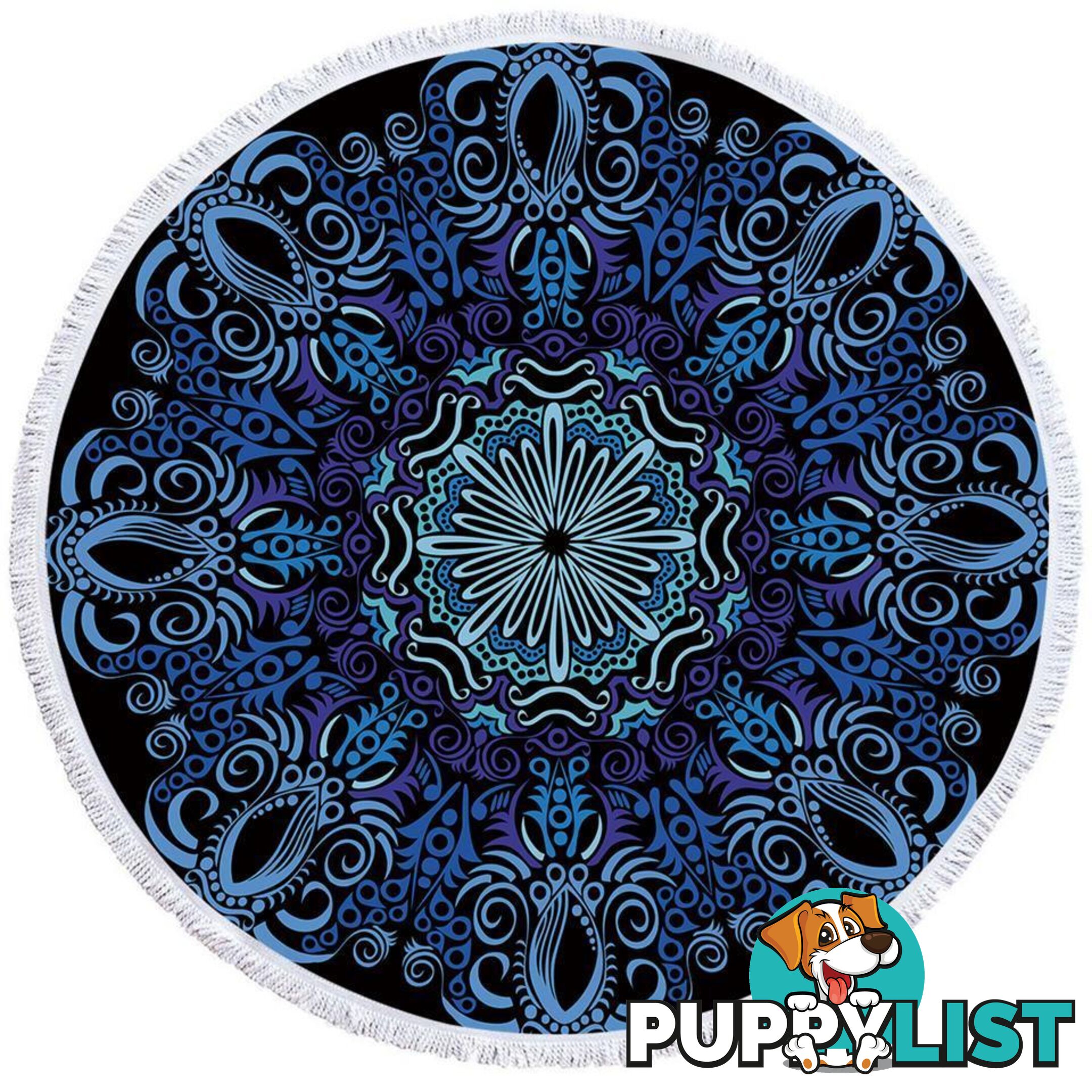 Purplish Blue Mandala Beach Towel - Towel - 7427046322164