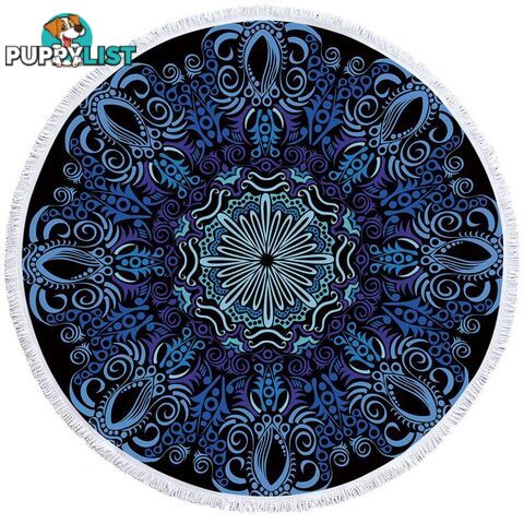 Purplish Blue Mandala Beach Towel - Towel - 7427046322164