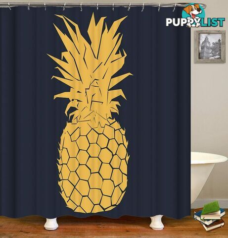 Black Background ft Yellow Pineapple Shower Curtain - Curtain - 7427045944015