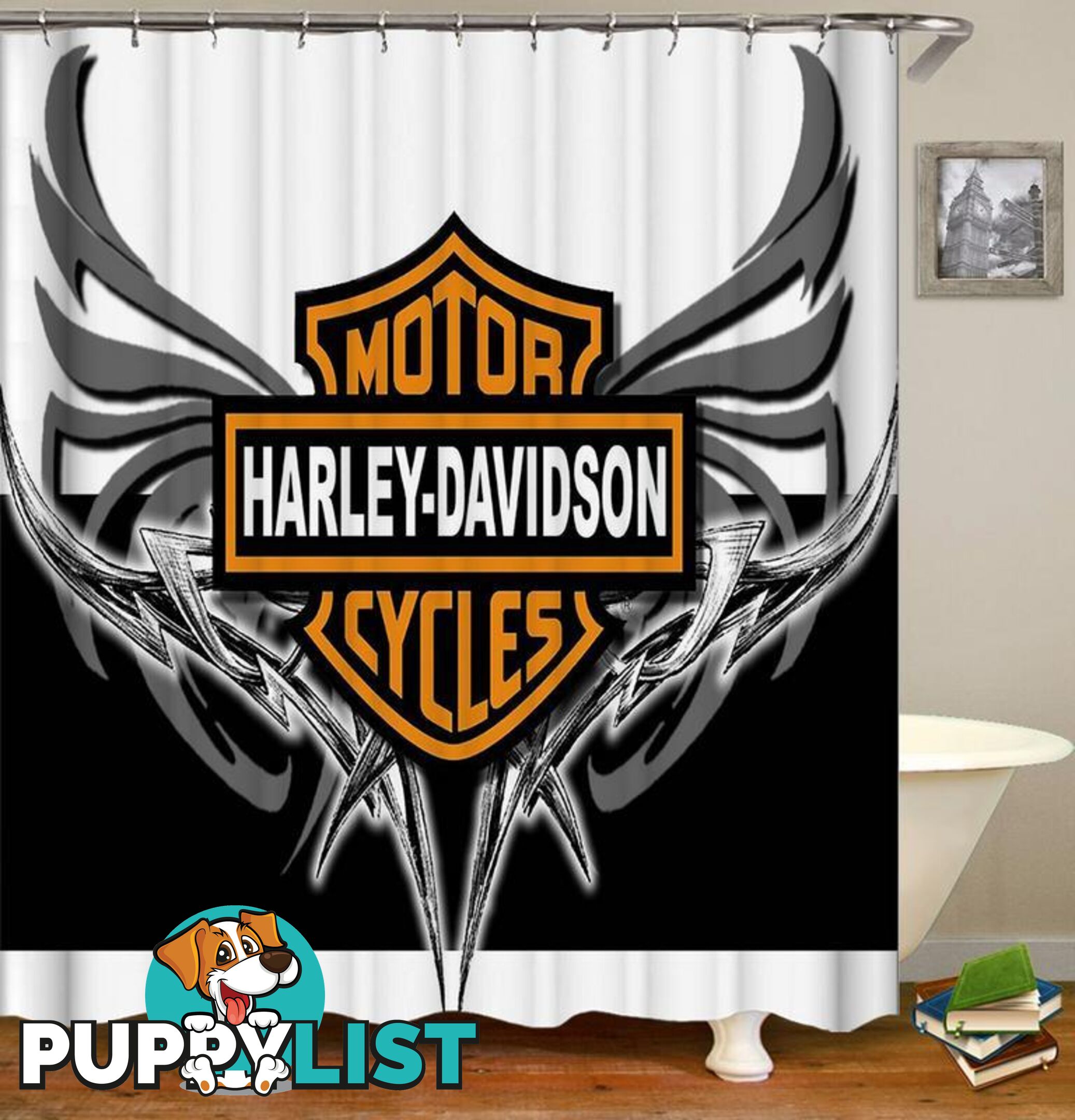 Harley Davidson Metal Wings Shower Curtain - Curtain - 7427045986022