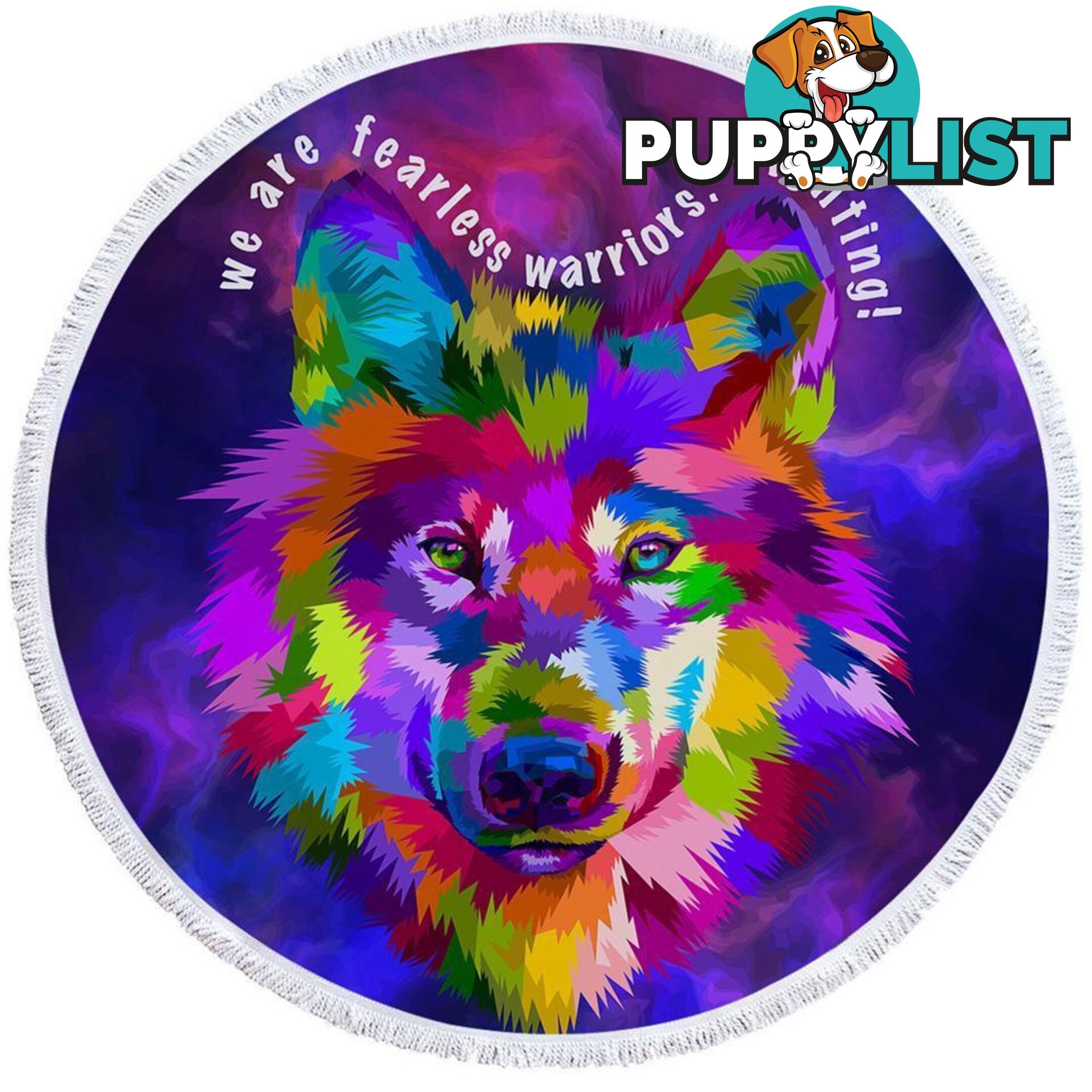 Colorful Warrior Wolf Beach Towel - Towel - 7427046314947