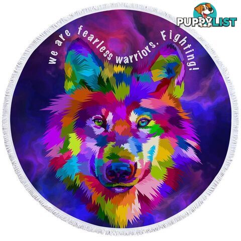 Colorful Warrior Wolf Beach Towel - Towel - 7427046314947