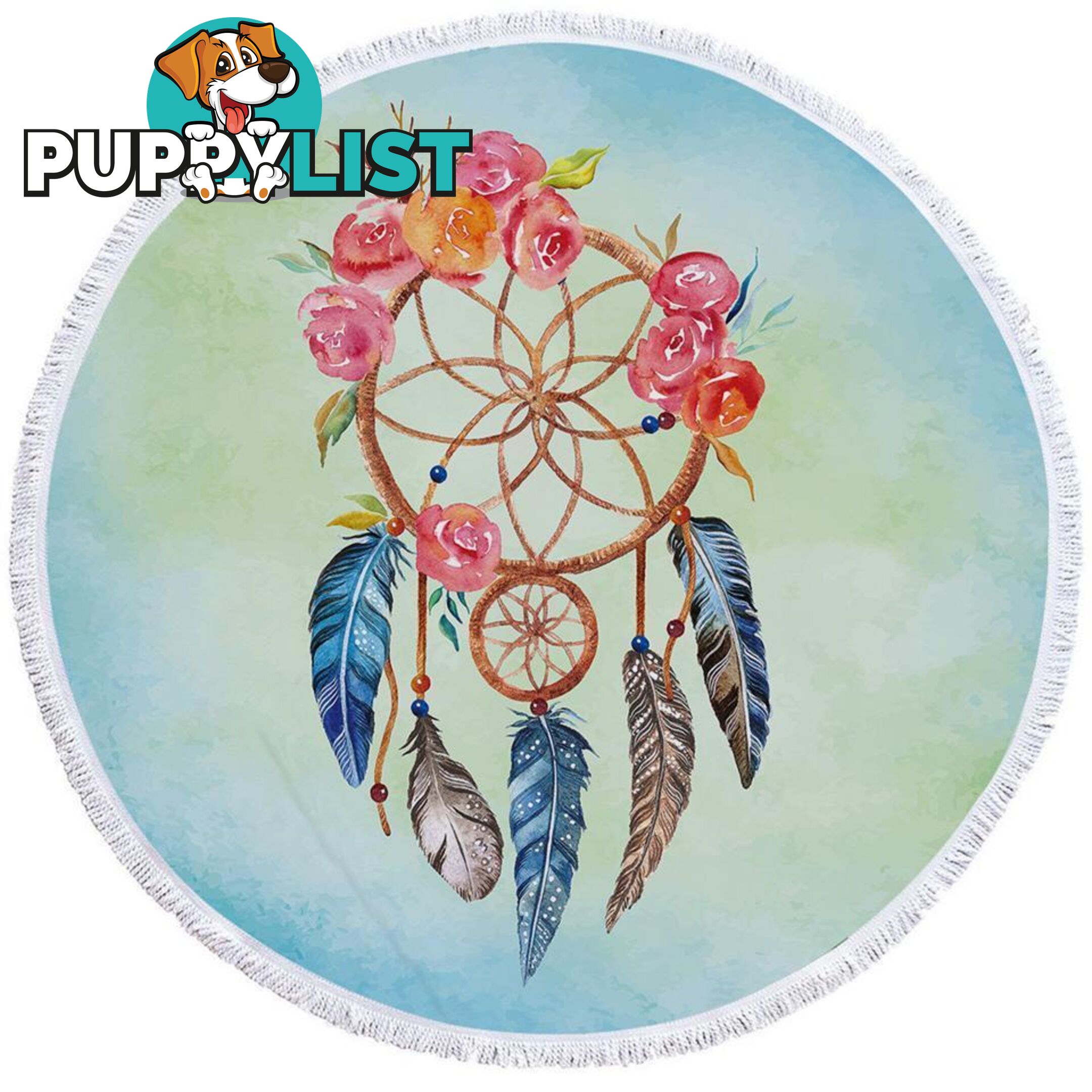 Dream Catcher and Flowers Beach Towel - Towel - 7427046327916