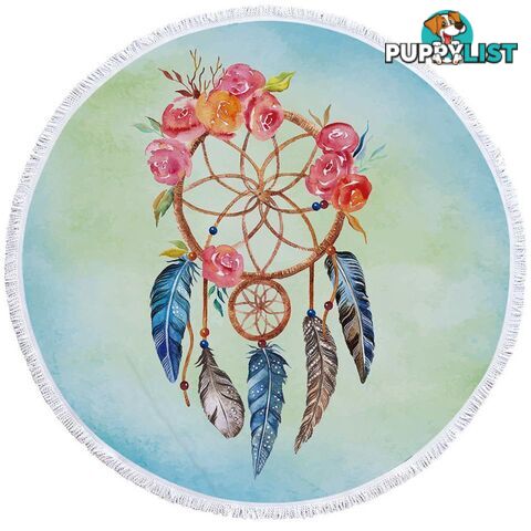 Dream Catcher and Flowers Beach Towel - Towel - 7427046327916