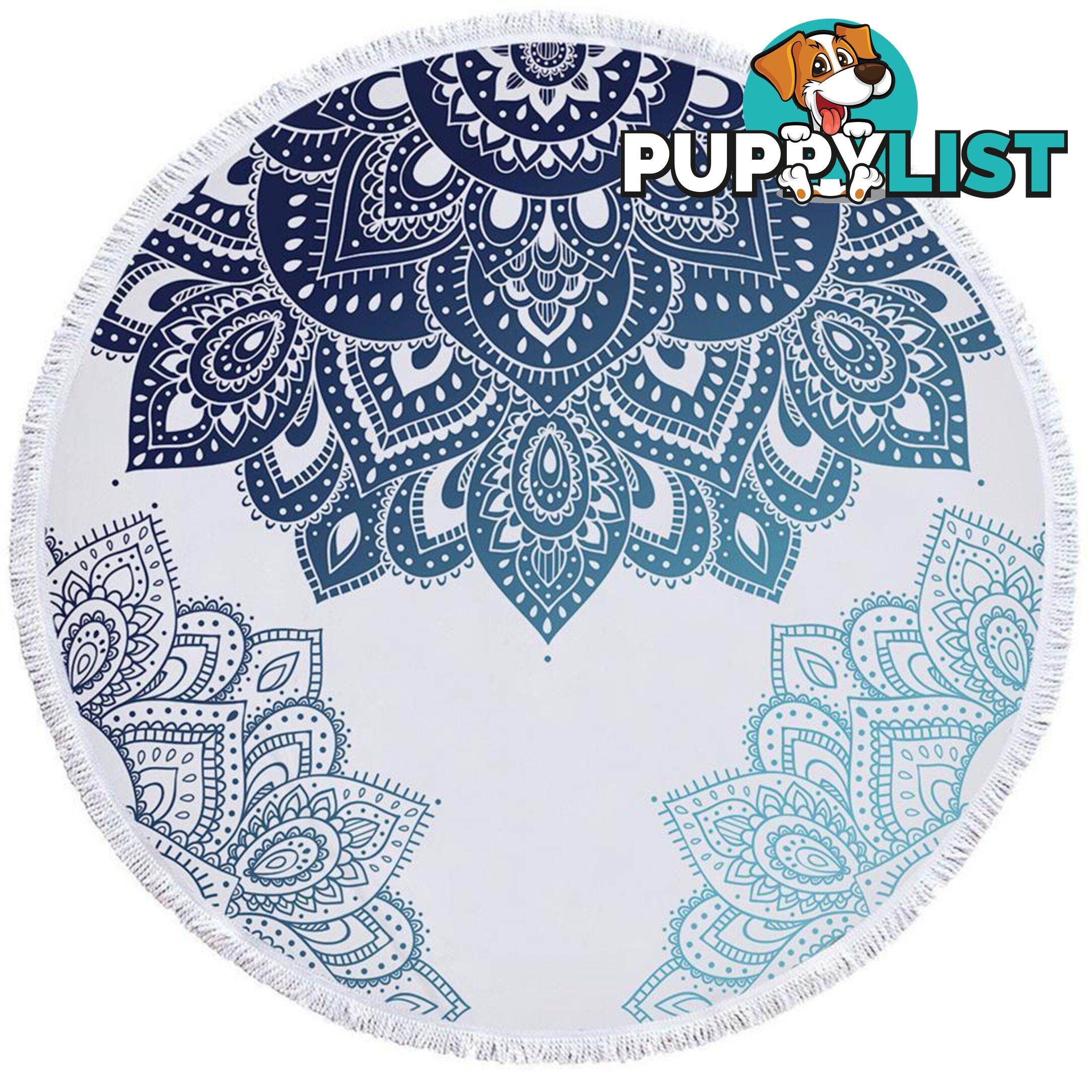 Teal Blue Mandala Beach Towel - Towel - 7427046308014