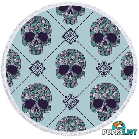 Turquoise Skulls Beach Towel - Towel - 7427046319812