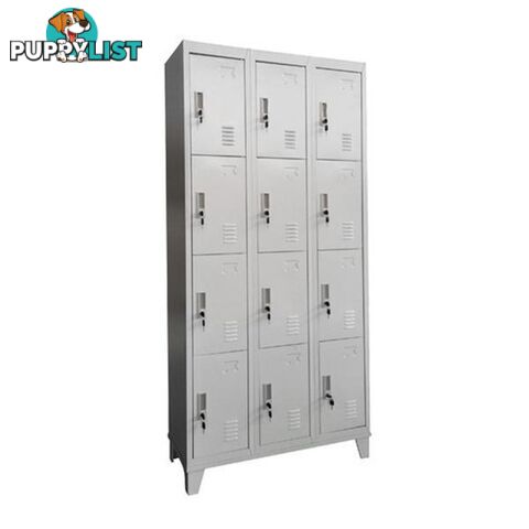 12 Door Locker Light Grey - Steel Locker - 7427046146722