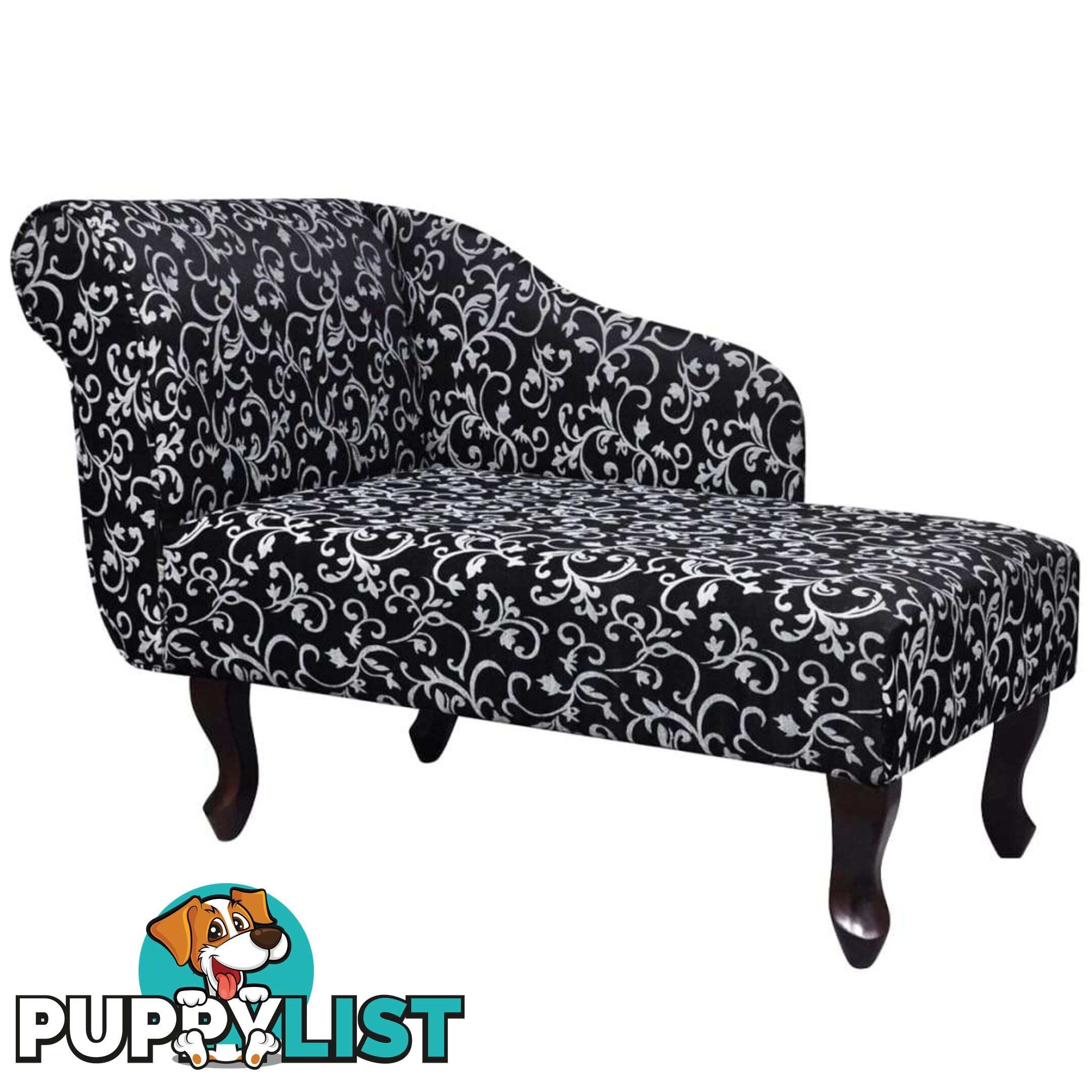 Chaise Lounge With Floral Pattern Fabric Black - Unbranded - 7427046240918