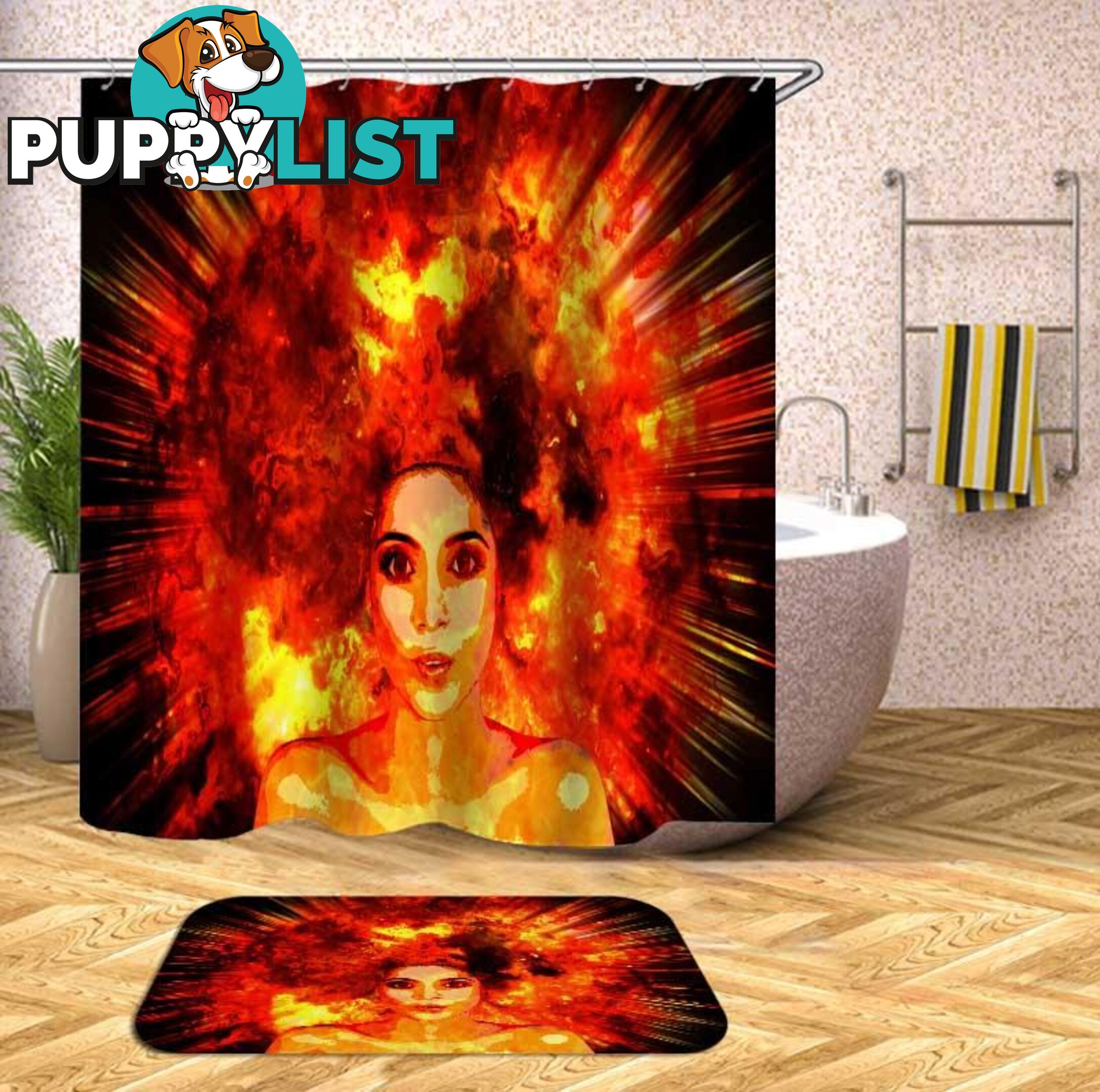 Real Explosion Hair Beautiful Girl Shower Curtain - Curtain - 7427046132336