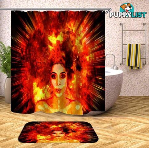 Real Explosion Hair Beautiful Girl Shower Curtain - Curtain - 7427046132336