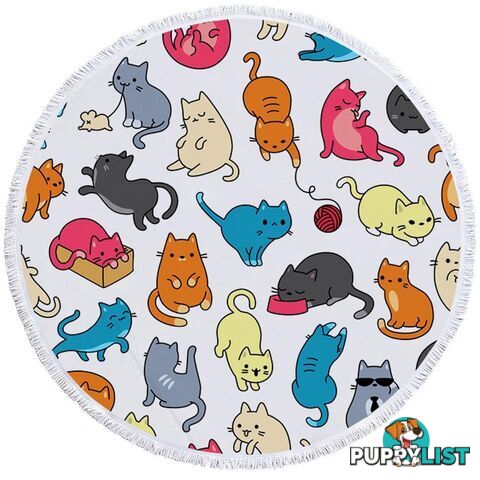 Multi Colored Cats Drawings Beach Towel - Towel - 7427046307468