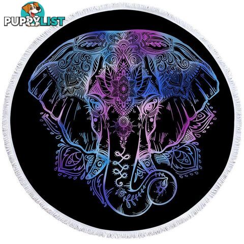 Blue Purple Indian Elephant Beach Towel - Towel - 7427046312349