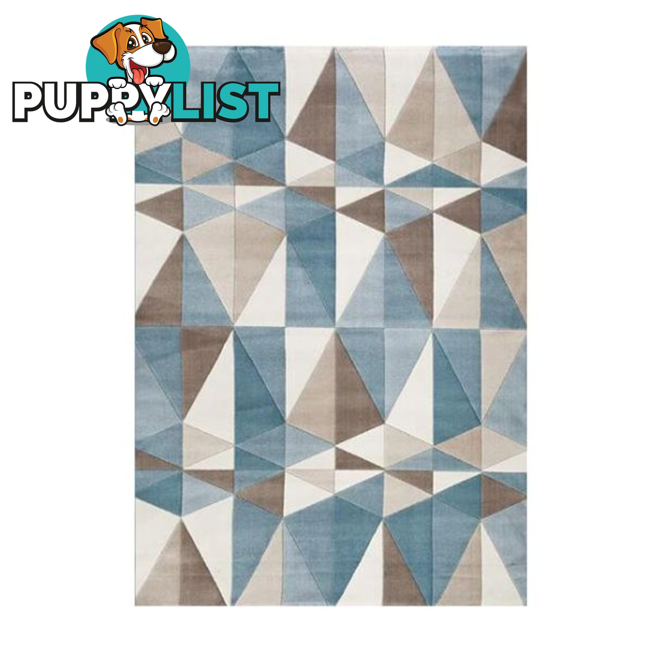 Fruzan White Dark Blue Geometric Rug 80 X 300 Cm - Unbranded - 787976620943