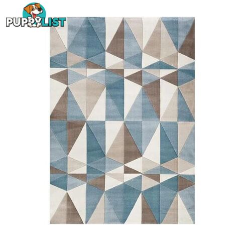 Fruzan White Dark Blue Geometric Rug 80 X 300 Cm - Unbranded - 787976620943