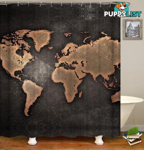 Outlines World Map Blackboard Shower Curtain - Curtain - 7427046003148